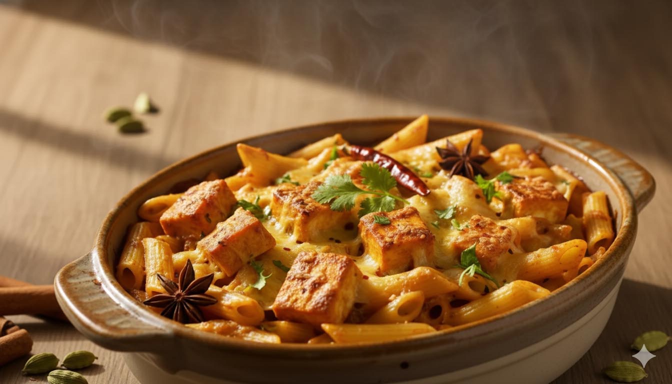 Curried Paneer & Penne Bake