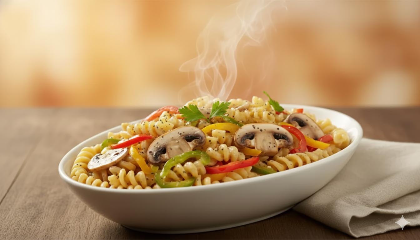 Mushroom & Capsicum Fusilli with Cream