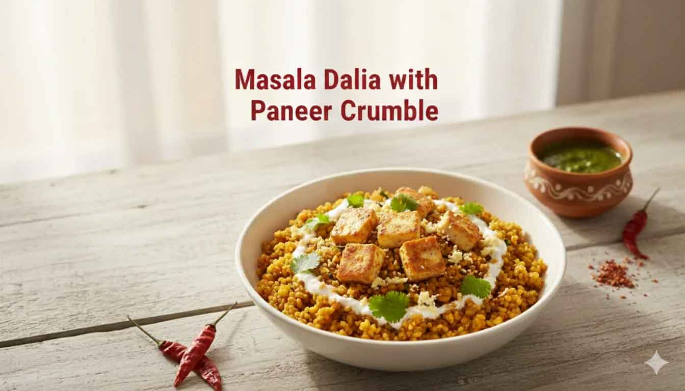 Masala Dalia with Paneer Crumble