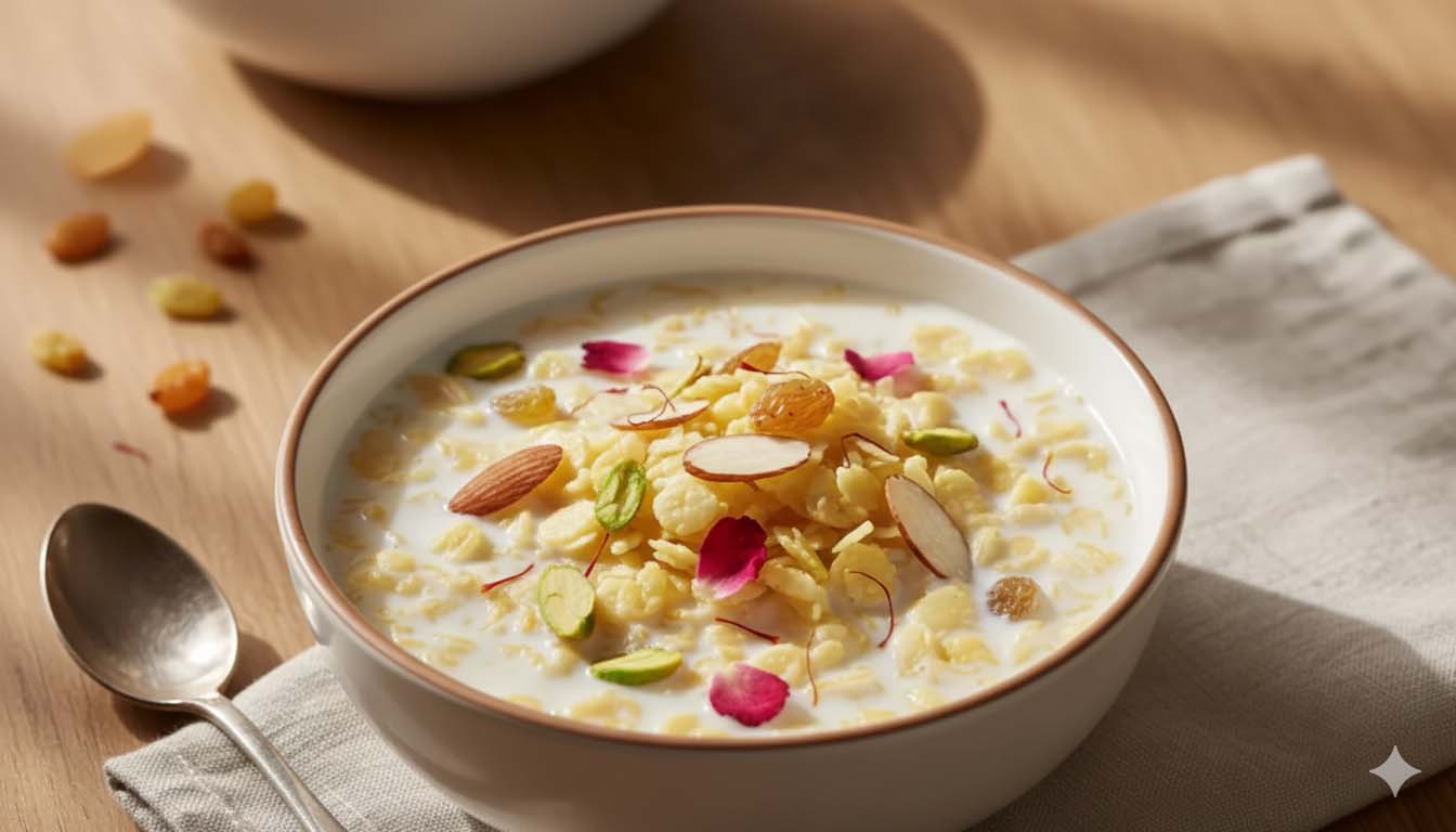 Sweet Poha with Milk (Doodh Poha)