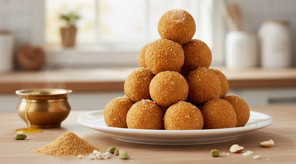 Atta Ladoo (Whole Wheat Flour Ladoo)