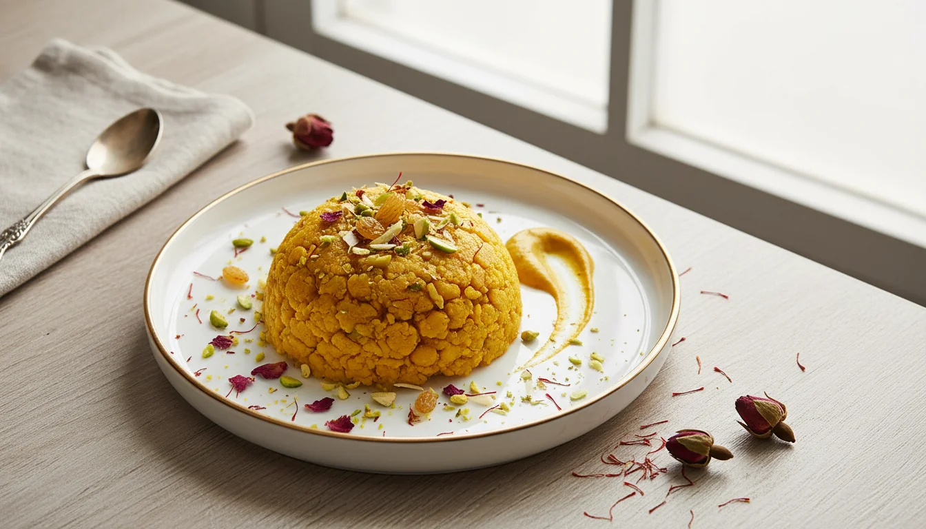 Kesri Chana Sheera (Saffron Chickpea Dessert)
