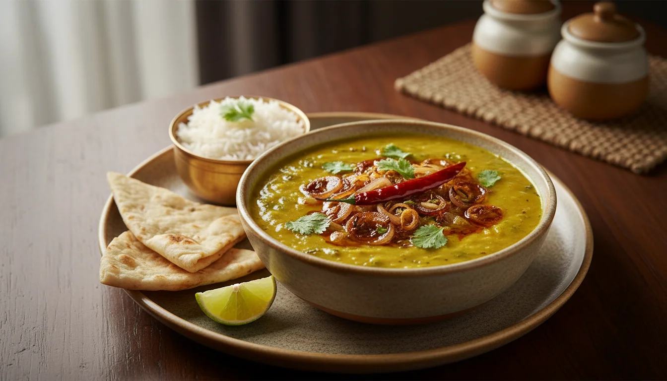 Moong Chilka Dal Tadka (Spiced Split Green Gram with Skin)